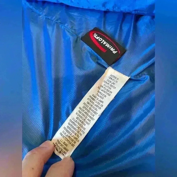 LL Bean Quilted Puffer Jacket Prima Loft Blue Hooded Stowaway Women's Size Small - Picture 6 of 14